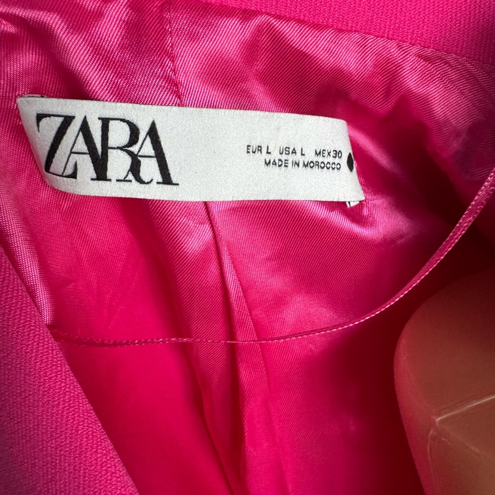 Viral Zara Hot Pink Feather Cuff Blazer Size Large - Picture 6 of 10